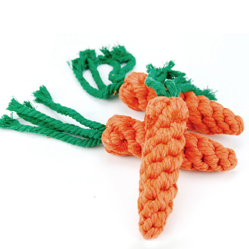 hand-woven cotton rope carrot | pet toy
