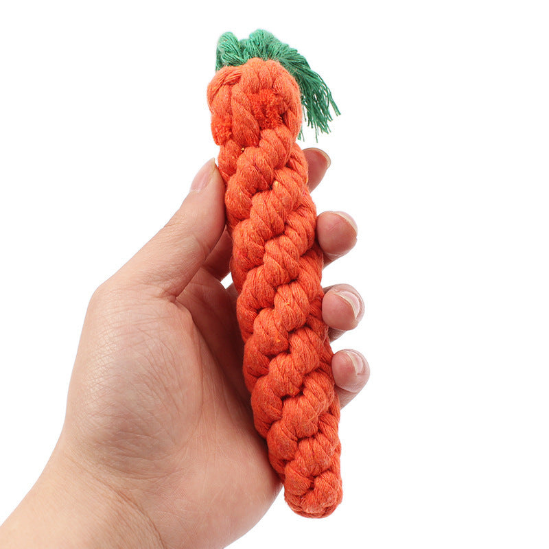 hand-woven cotton rope carrot | pet toy