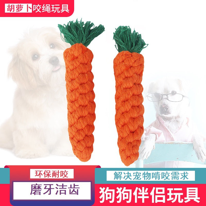 hand-woven cotton rope carrot | pet toy